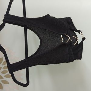 Small crop top black with 3 metal hearts